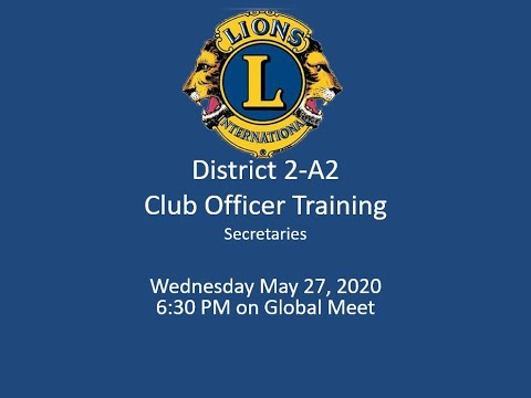 Club Secretary Training May 27 Club Secretary Training May 27